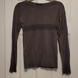 Emporio Armani Gray Fitted Long Sleeve Tee